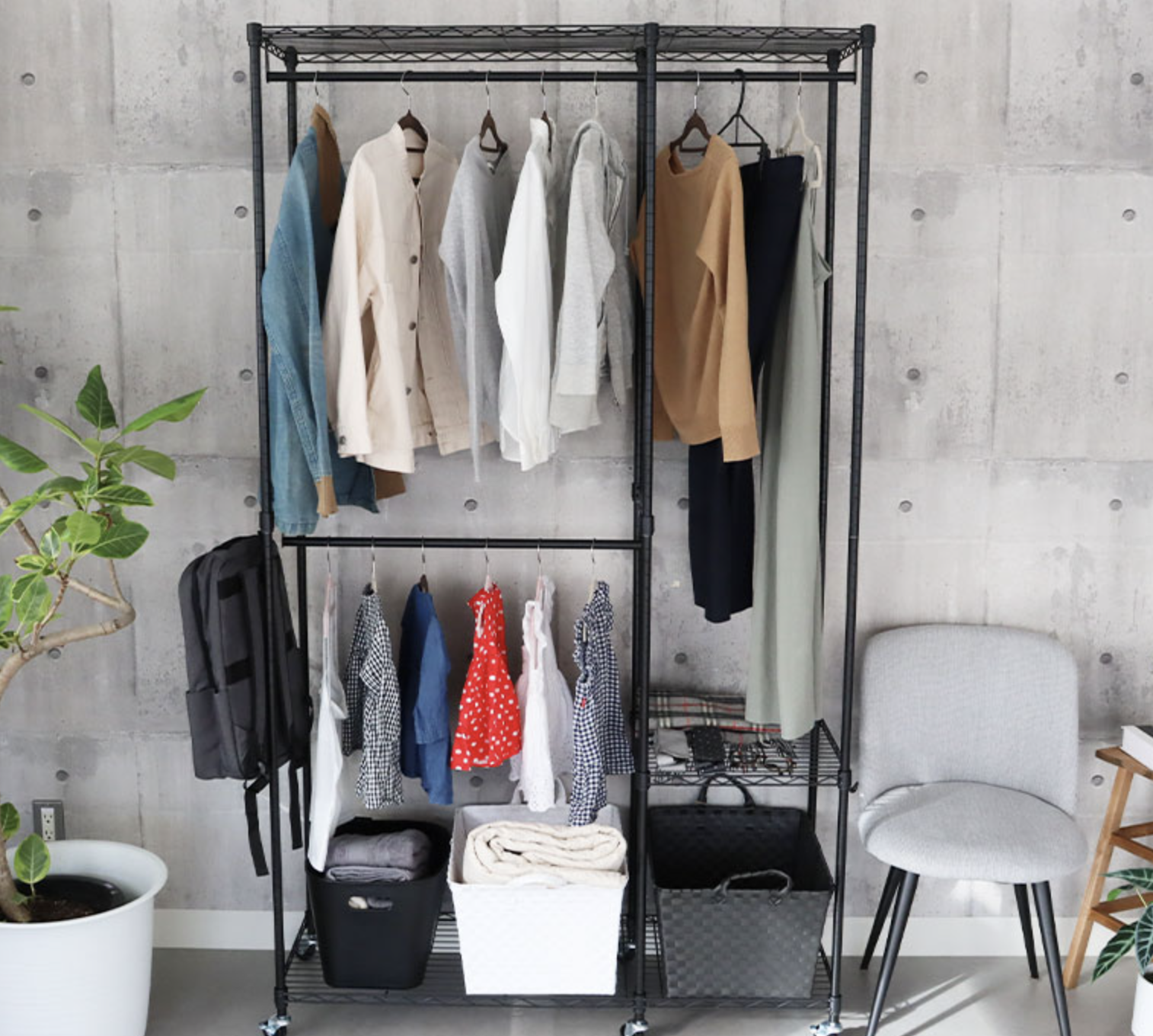 幅115cm システムスチールハンガーラック